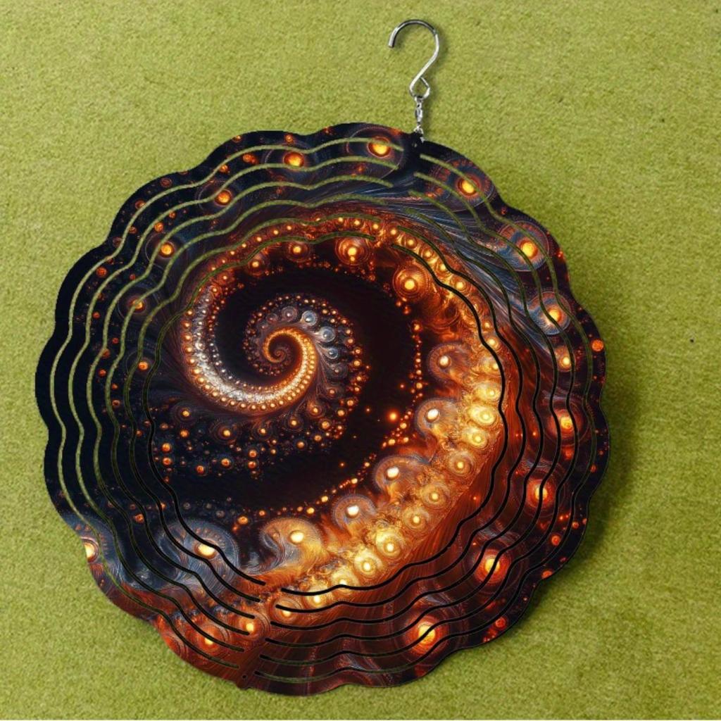 10 Inch Metal Wind Spinner Outdoor Garden Decor with 360 Swivel Hook Warm Orange Yellow Spiral Design for Balcony Patio Lawn All Season Gift