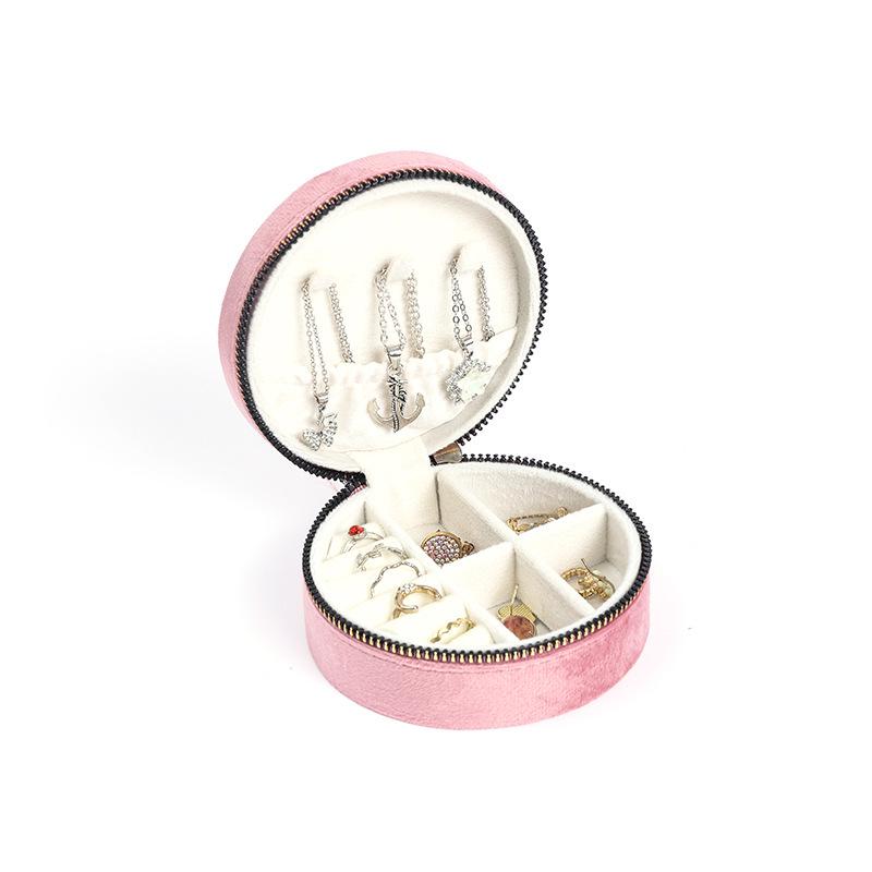 Vintage Samt Oval Schmuckaufbewahrungsbox mit Reißverschluss - Mini Tragbare High-End Verpackung