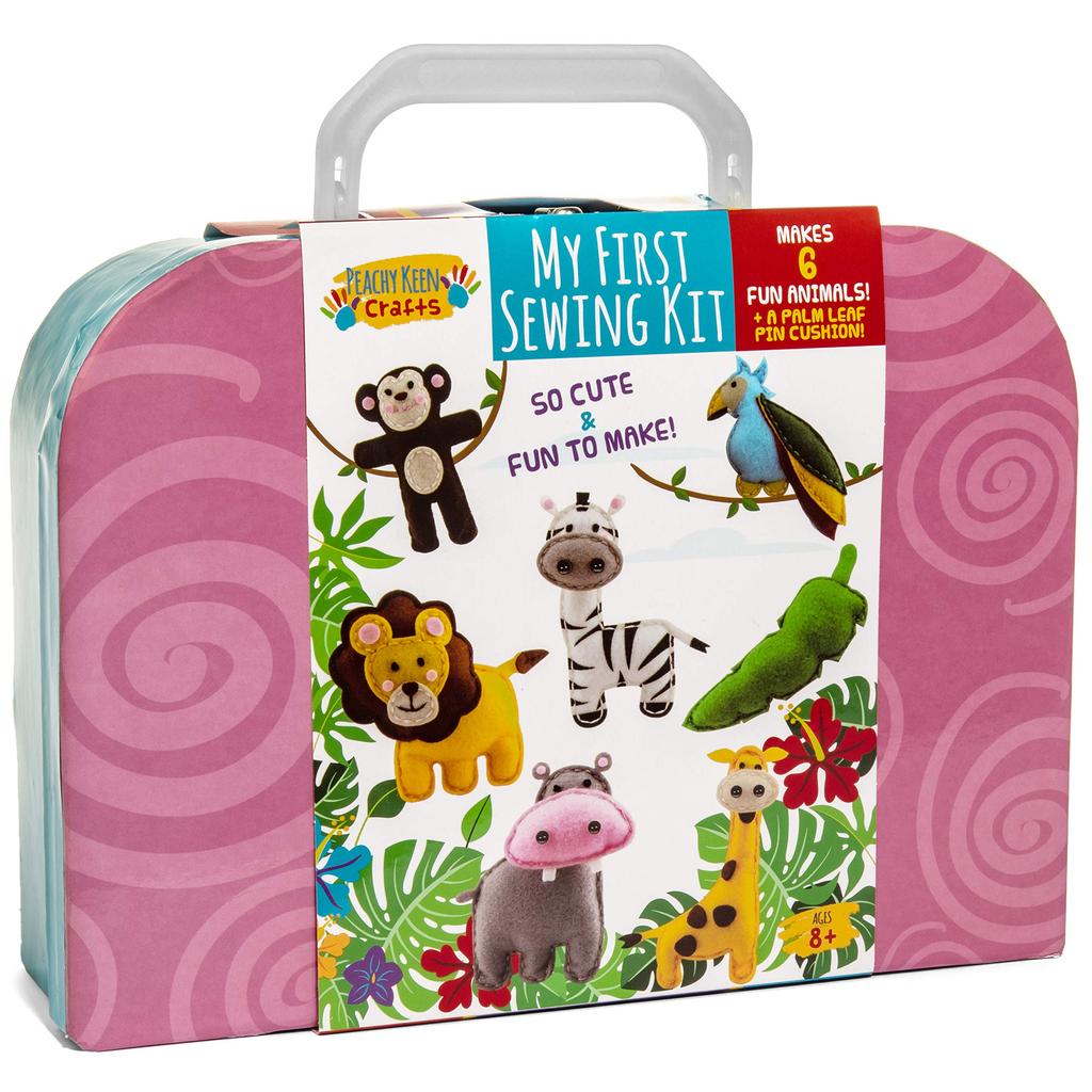 Peachy Keen Crafts My First Sewing Kit Beginner Sewing Set for DIY Stitches with Travel Case Best Crafts for Beginners Kids,