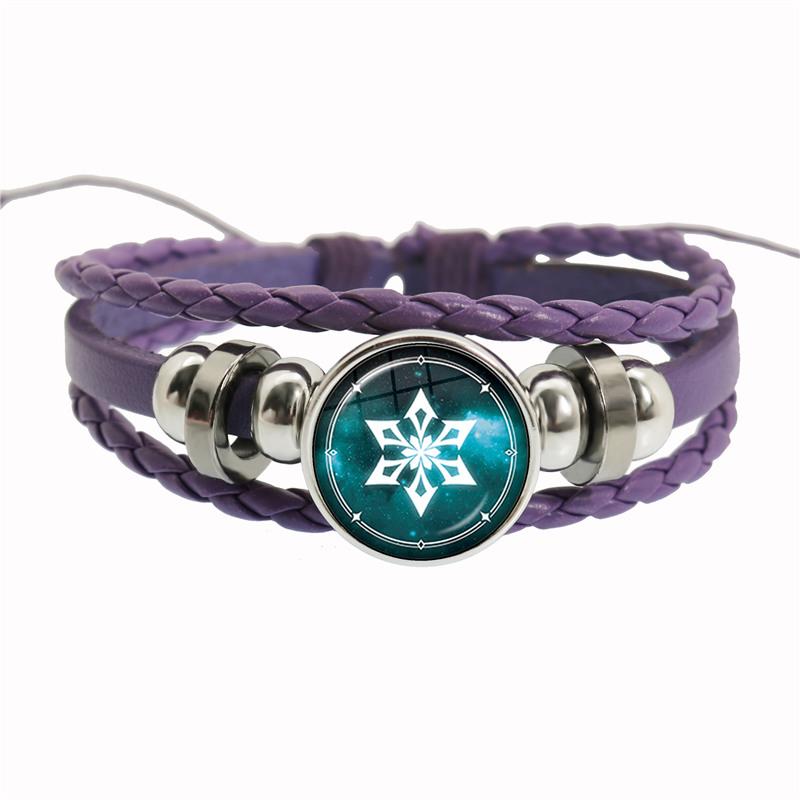 Genshin Impact Spiel Cosplay Requisite Auge Gottes Wasser Wind Donner Feuer Gestein Eis Element Lila Armband Schmuck Fans Geschenk