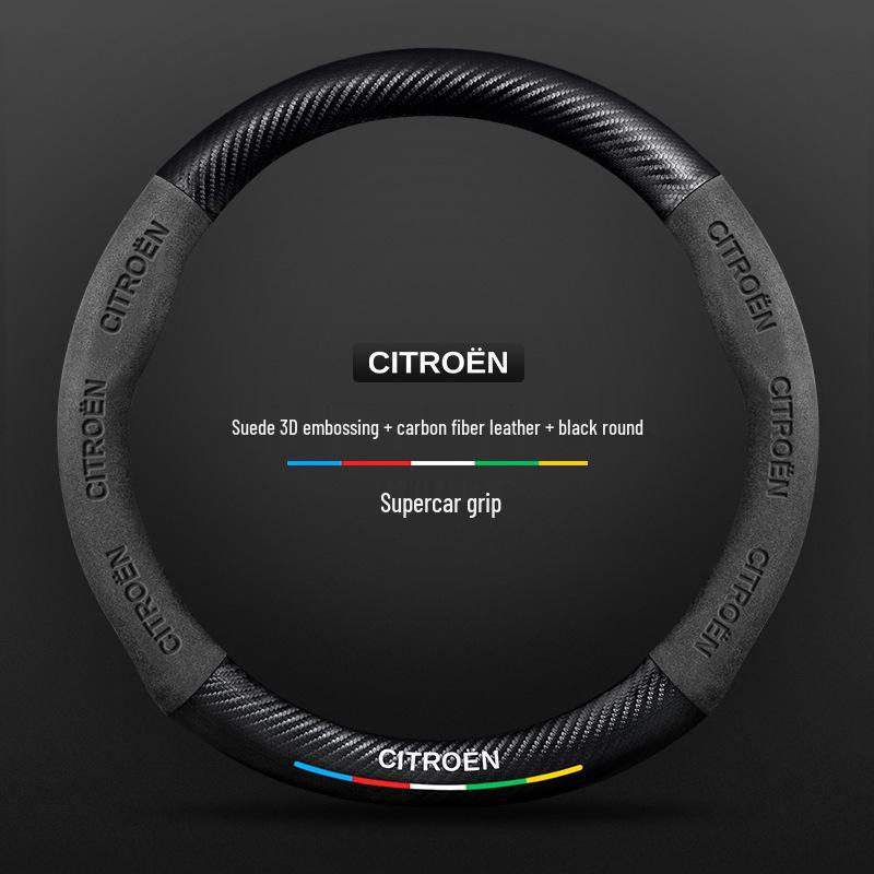 Universal Non-Slip Suede Steering Wheel Cover for Citroen: All-Season, Breathable Design for Men and Women