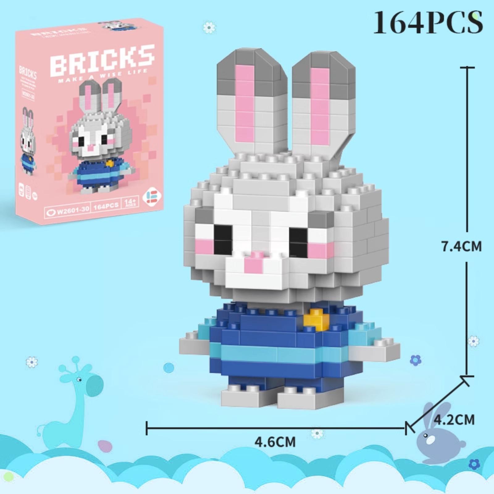 

164 Pieces Building Blocks Cartoon Animal Figure Educational Construction Toy Compatible with Popular Brick Systems for Creative Assembly and Display One Size белый