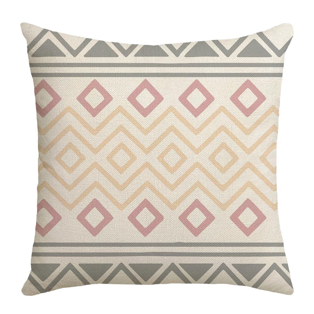 New Style Pillowcase Nordic Simple Geometric Bohemian Pink and Gray Text Sofa Pillowcase