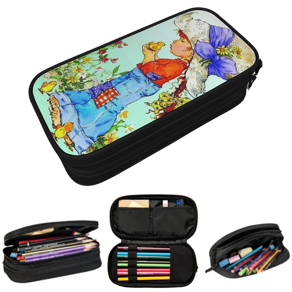 Cartoon Sarah Kay Kawaii Girl Kawaii Pencil Case for Boys Girls School Pen Box Pencil Bag Stationery Supplies Pen Holder Bag