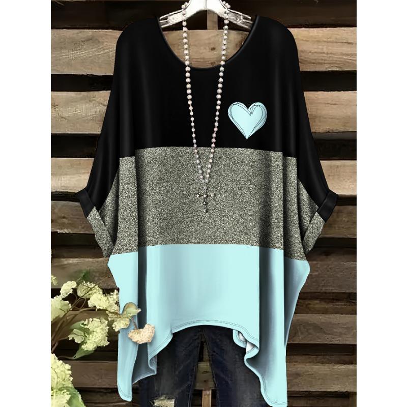 

Women s Fashion with a Directional Design Featuring an Elegant Bohemian Vacation Style T-Shirt with a Small Heart Pattern 5XL