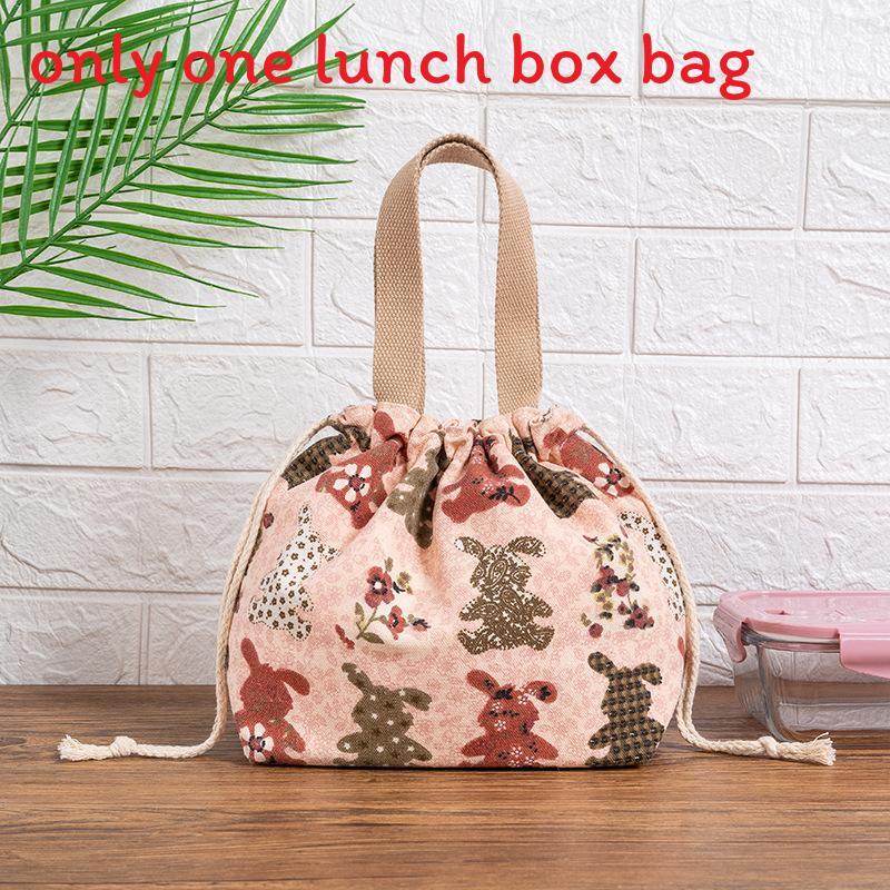Japanese Lunch Box Bag Handheld Canvas Lunch Tote For Office And Picnics