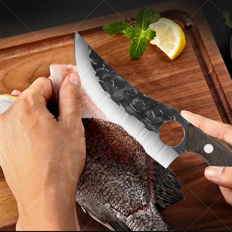 Hand Forged Kitchen Fish Sculpture Knife Stainless Steel Boning Knife Vegetable Fruit Meat Slicing Knife Kitchen Tools