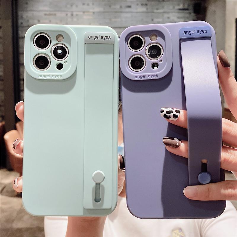 Mode Wein Rot Gummi Handgelenk Strap Halterung Telefon Fall Für Iphone 13 Pro Max 11 12 Xs X Xr 7 8 Plus Abdeckung Hand Band Weiche Stoßstange