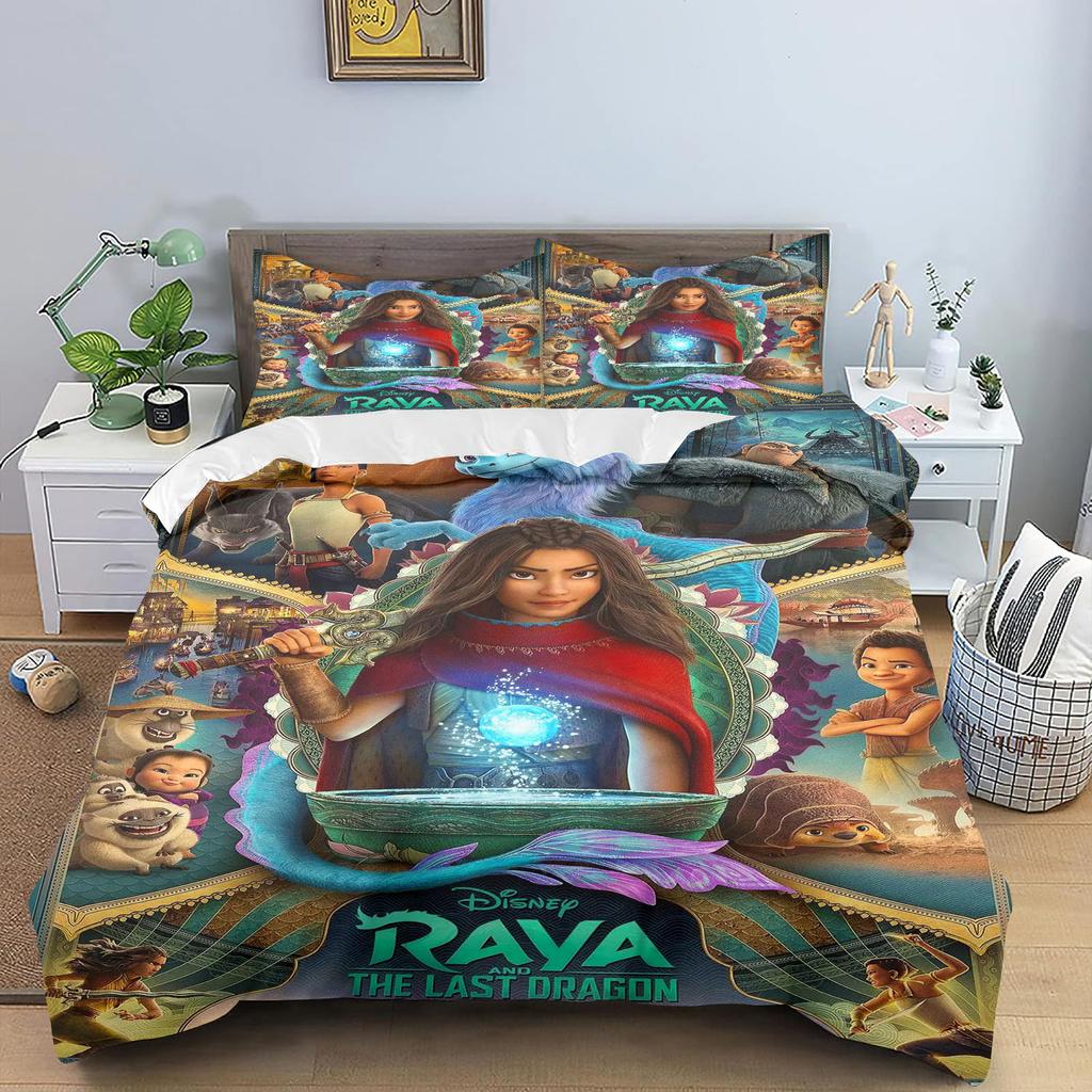 Raya and The Last Drag Comforte Bedroom Printed Cartoon Quilt Cover Bedding Set With Pillowcase Suitable For Children And Adults
