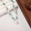 Aquamarine Irregular Pearl Necklace - Handmade Beaded Summer Beach Resort Style Accessory