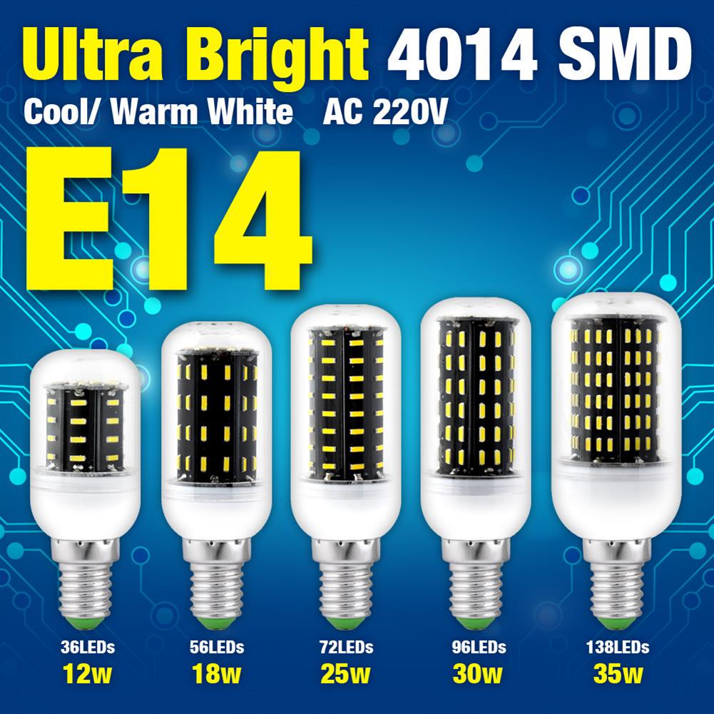 E27 36//56//72//96//138LED 220V 4014 SMD Cover Corn Cool Warm White Light Lamp Bulb