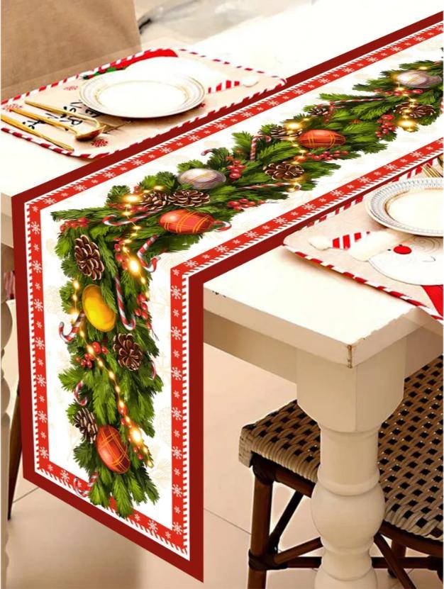 Christmas Tablecloth, Holiday Print Pattern, Party Decoration, Holiday Decoration, Table Mat, Flag
