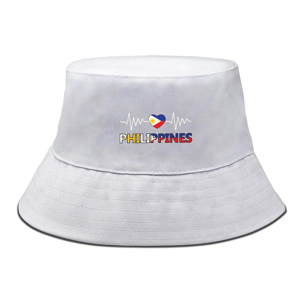 Bucket Hat With Heart Waves Philippine Flag Print , Patriotic Women's Hat Casual Candy Color Fit Beach Hat