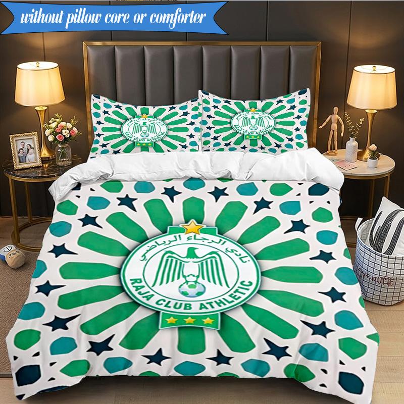 Set Lenzuola 3 Pezzi con Stemma Raja Club Athletic Stampa 2D (Include 1 Copripiumino + 2 Federe Senza Imbottitura), Decorazione camera da letto, Regalo ventilatore