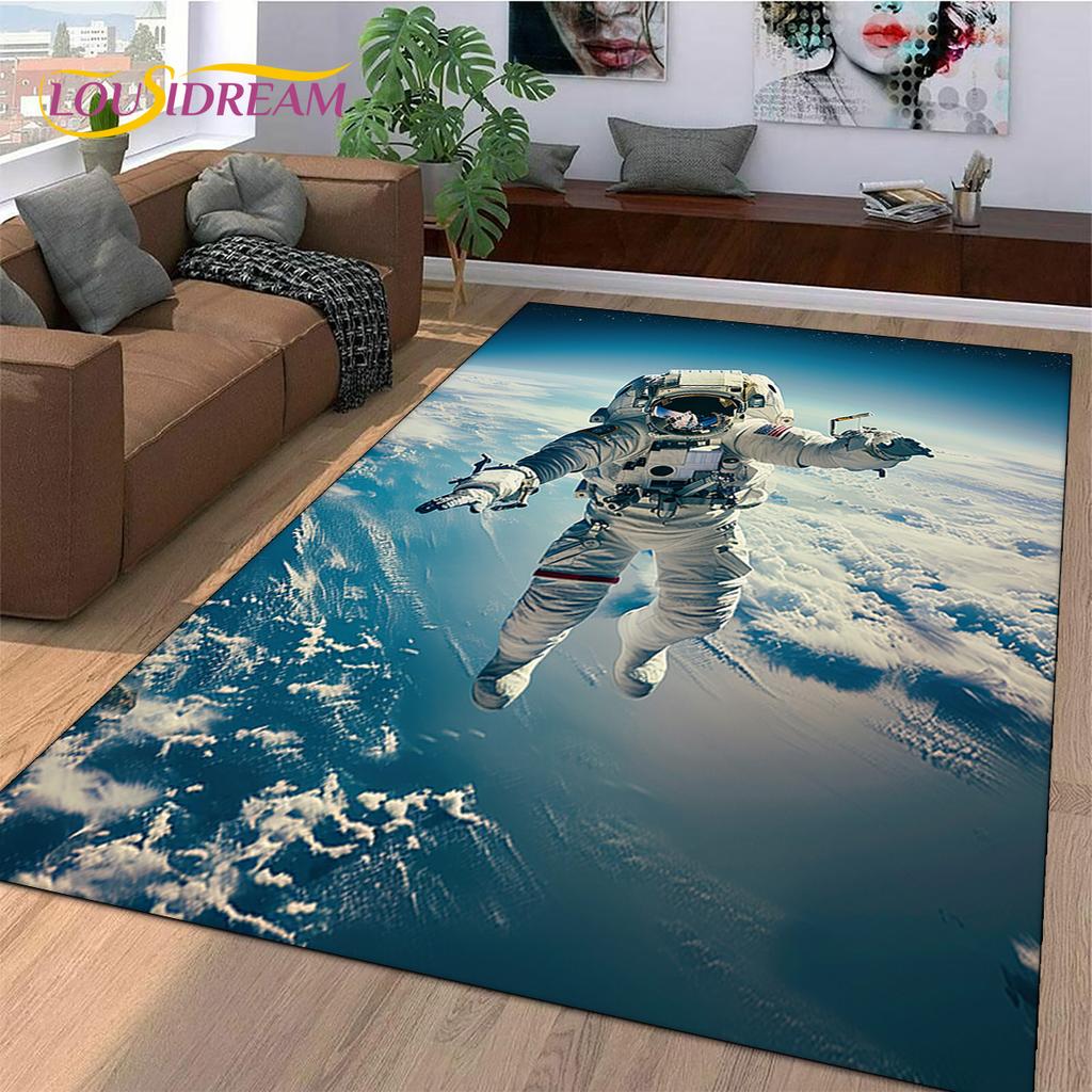 Astronaut Dream Universe Spaceman 3D Outer Space Cartoon Rug Carpet for Living Room Bedroom Decor,Non-slip for Sofa Doormat Kids