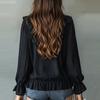 Elegant Women Long Sleeve Blouses White Ruffle Solid Color V Neck Casual Daily Blusas Spring Autumn Shirts Office Lady Tops