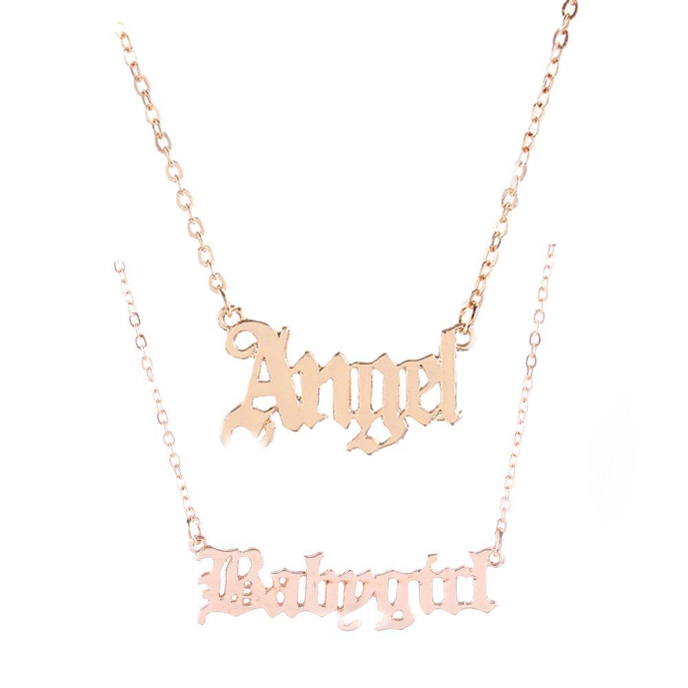 

Подарки, ювелирные изделия на день рождения, милые подвески с буквами, ожерелье принцессы с медовым ангелом, нагрудник для девочки