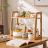 Bamboo Mug Holder Organizer 40CM For Desk Tea Coffee Cup Storage Rack Multi-Tier Display Stand