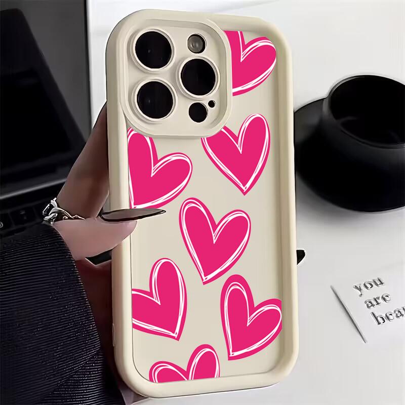 Luxury Love Heart Silicone Phone Case For Samsung Galaxy S25 Ultra S24 FE S23 S22 Plus A55 A54 A53 A35 A34 A33 A25 A24 A16 Cover