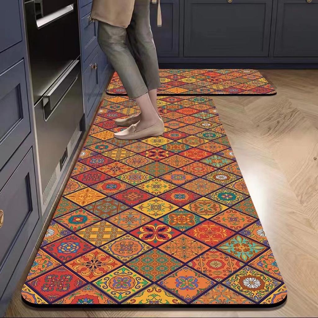 American Retro Kitchen Mat, Soft and Non-slip Entrance Door Mat, Corridor and Laundry Room Carpet, Home Decoration