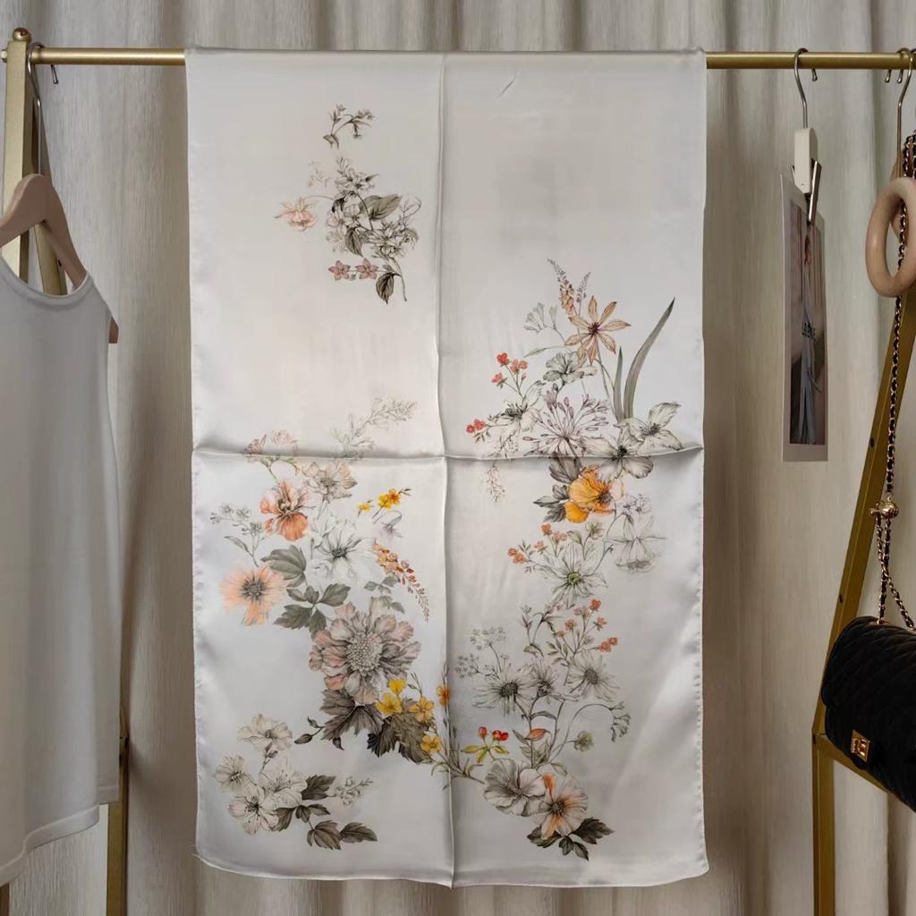 New Women Silk Scarf Long Pashmina Traditional Chinese Style 100% Mulberry Silk Scarf Business Gift Silk Scarves Gift for Mom