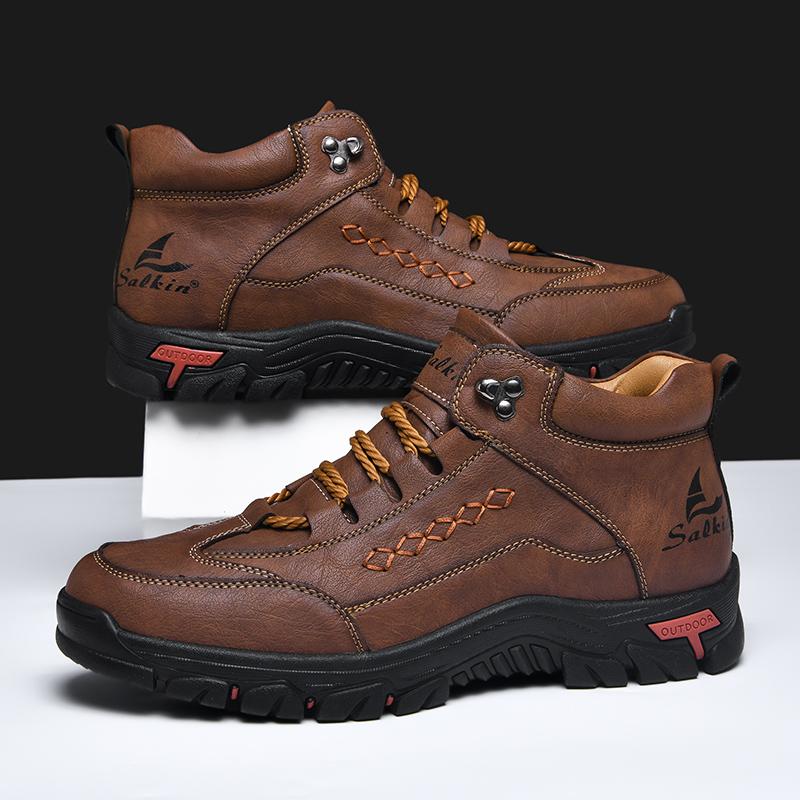 TUINANLE Handmade Leather Men Boots Outdoor Design Sneakers Man Breathable Casual Shoes Men Ankle Boots Fall Plus Size 39 коричневый 4090₽