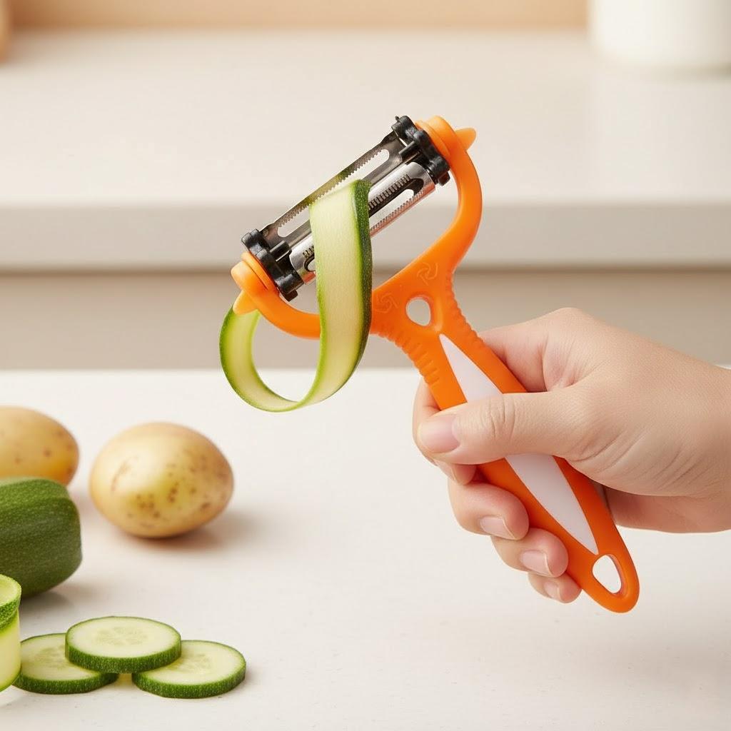 

3 in 1 360 Degree Rotary Peeler Multifunctional Kitchen Tool Fruit Vegetable Potato Carrot Slicer Cutter Gadget оранжевый
