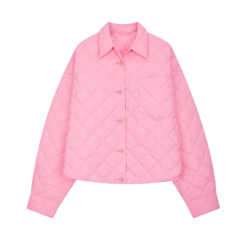 Autumn and winter new shirt down jacket women's short loose casual down small lapel light jacket