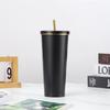 500/750ml Coffee Cup 304 Stainless Steel Double -layer Thermal Mug Cooling Drinks Straw Cup Portable Coffee Tea Mug Water Bottle