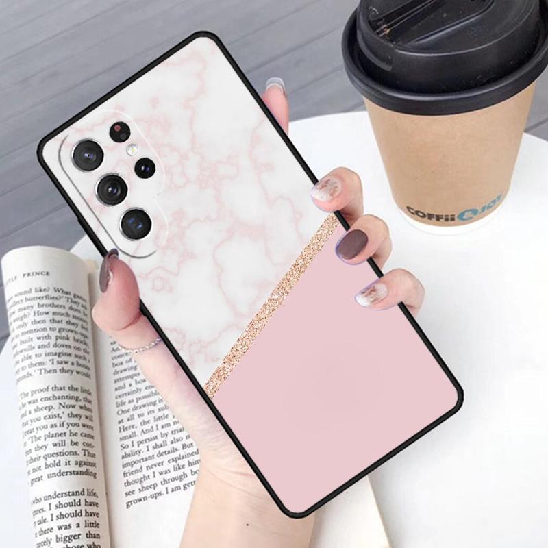 Pink Gold Marble Art Phone Case Cover For Samsung Galaxy S24 S25 Ultra S21 S22 Ultra S10E Note 10 Plus Note 20 FE S23