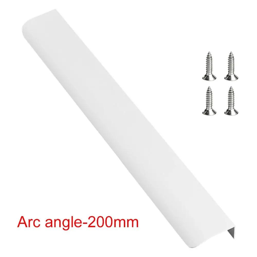 80/120/150/200mm White Hidden Cabinet Handles Aluminum Alloy Kitchen Cupboard Drawer Knobs Long Pull Handle with 16mm Screws