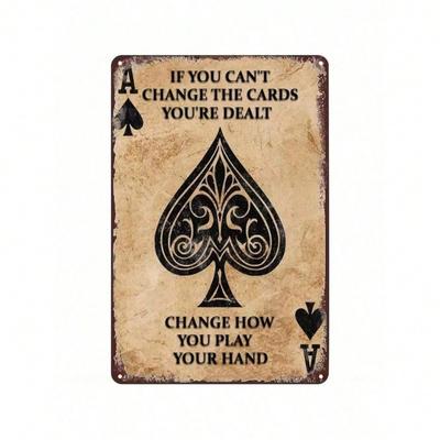 Vintage Pik Ass Poker Blechschild 8x12 Zoll Rostfreies Metall Wanddeko für Bar Café
