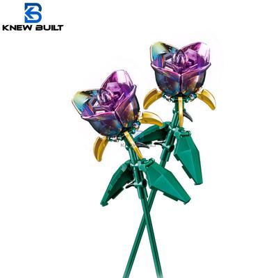 Knew Built Schwarze Rose Blume Bausteine 3D Modell Strauß Rote Gelbe Blume Ziegelstein Geschenk Heimdekoration Spielzeug mit Box