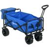 Garden Cart 110L with Telescopic Handle and 15L Thermal Bag In Steel and Fabric, Blue