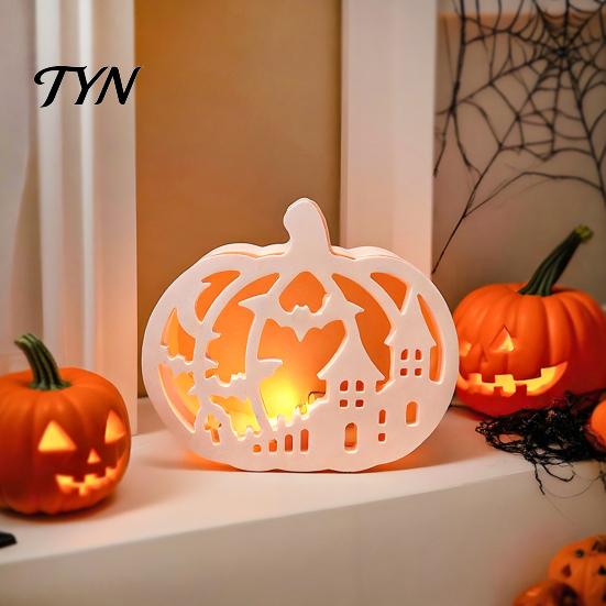 Easy Demoulding Silicone Molds 1 Set Halloween Pumpkin Lampshade Mold, DIY Hollow Resin Casting Box Gypsum Cement Epoxy Mold for Crafts Ambient