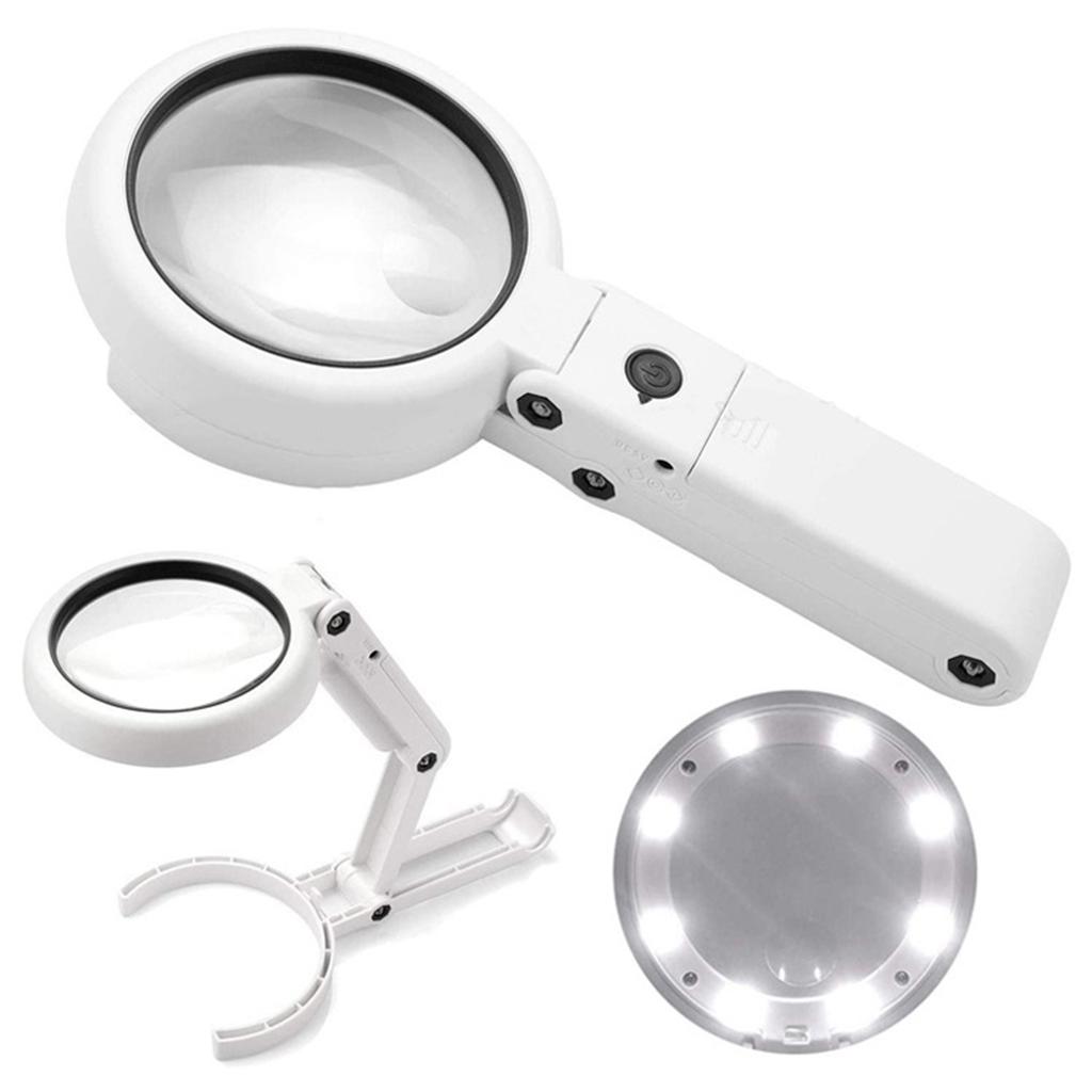Magnifying Glass LED 5X 11X Magnification Magnifier Lens Adjustable for Reading Repair Battery