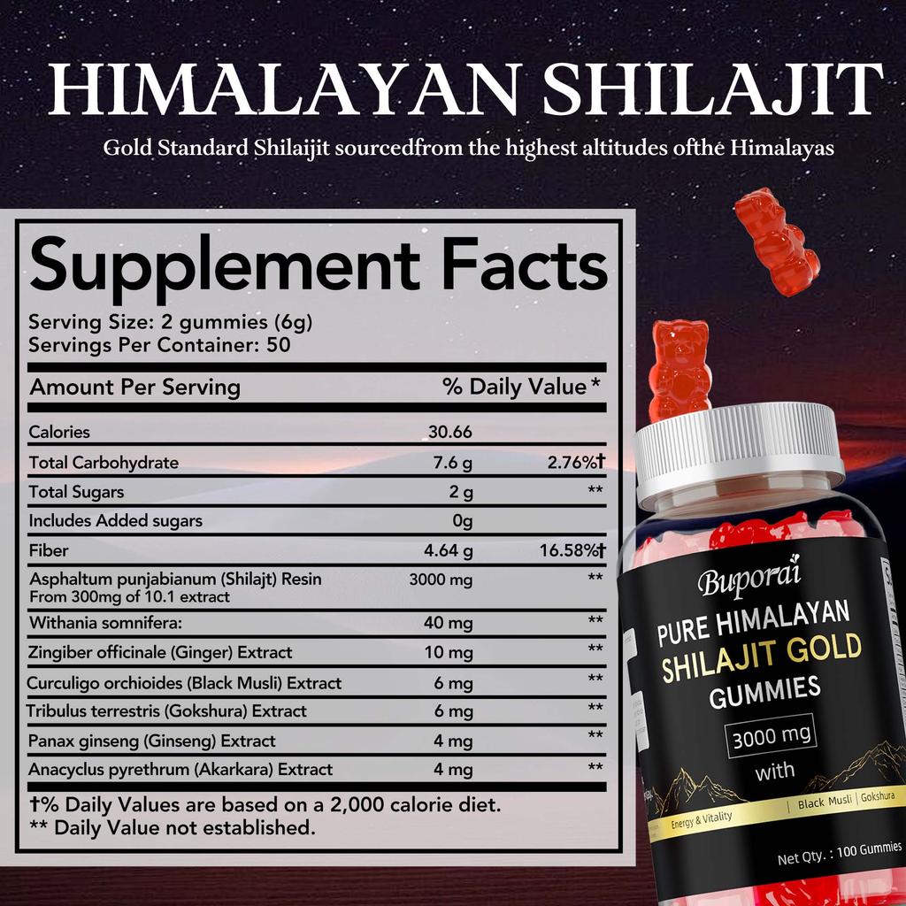 Gommose Shiraiji 100% naturali, contenenti estratto di Ashwagandha, aumentano l'energia, senza OGM, senza zuccheri.