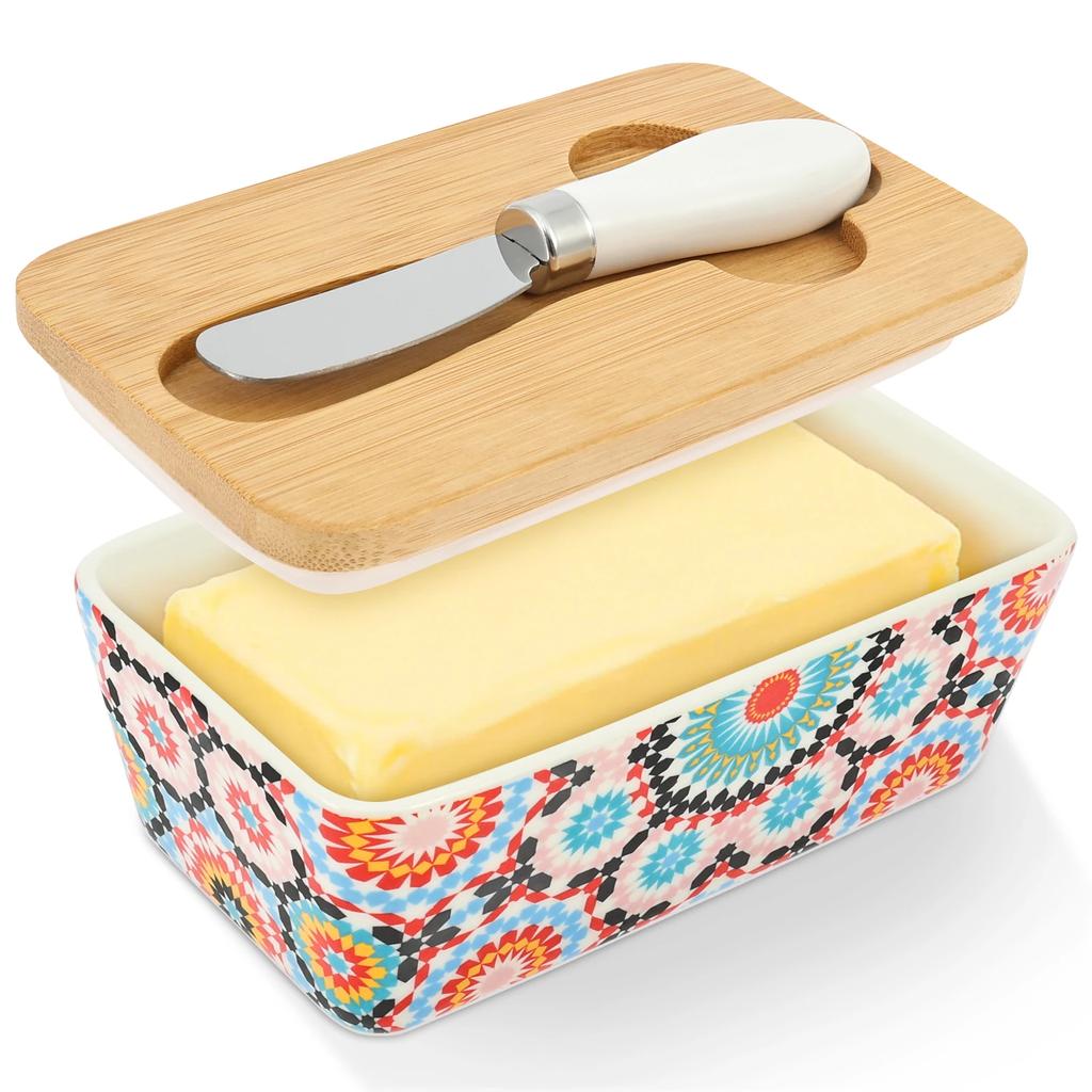 Máslenka s víčkem na pracovní desku Průhledný držák na máslo Podnos s nožem Udržuje čerstvé Kuchyně Lednice Pečení