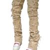 WISH Men's Elastic Tassel Patch Denim Pants - European & American Fashion Trend