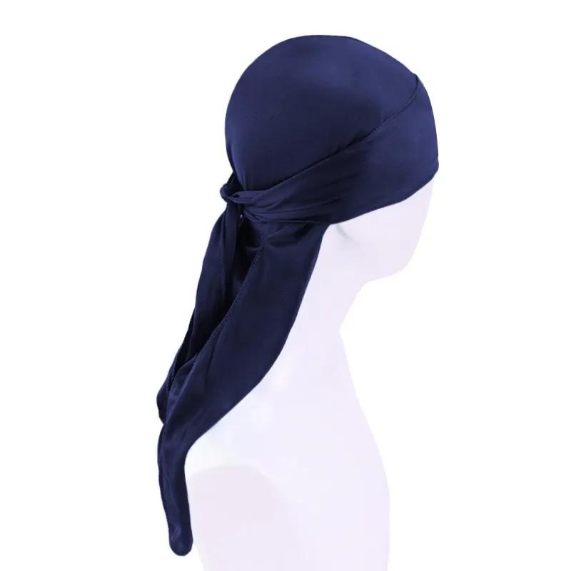 Unisex Adult Satin Long Tail Doo Rag Durag Bandanas Cap Pirate Hat Turban Men Hip Hop Headband Biker Headwrap Women Headwear