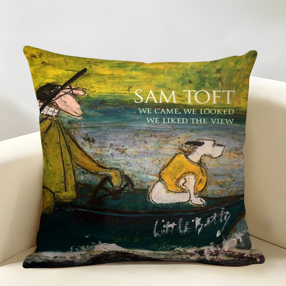 SSam Toft Art Retro Cushion Cover Natural Linen Organic Fabric DoubleSided Printing Room Sofa Decor Pillow Case