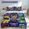 3pcs Custom Name Smiling Critters Bedding Set,Includes 1 Duvet Cover and 2 Pillowcases,All-season Bedroom Decor