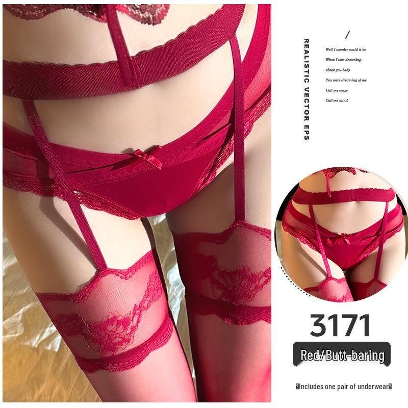 Collant Giarrettiera Neri con Bordo Rosso: Calze velate, con inserti, al ginocchio