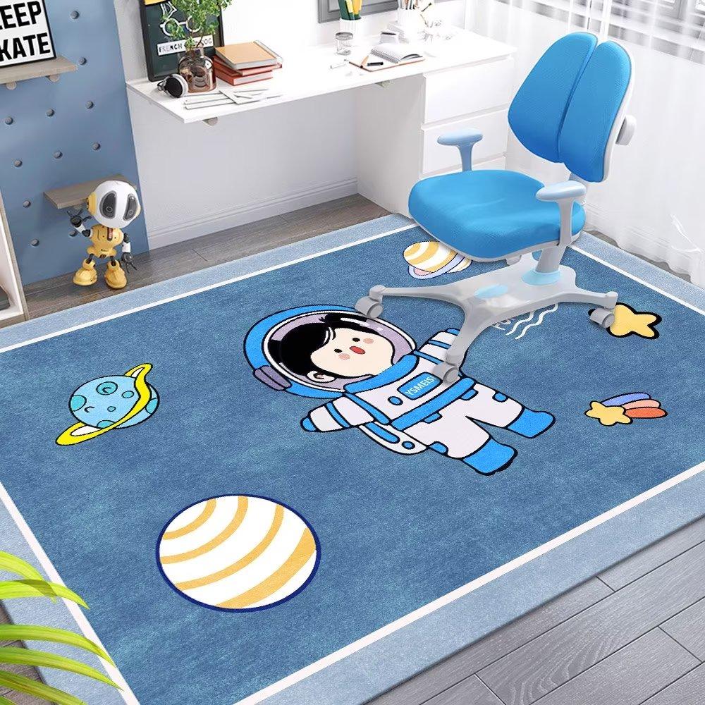 Soft Kids Cartoon Rug Spaceman Design Playroom Carpet Non Slip Floor Mat for Children Bedroom Living Room Nursery