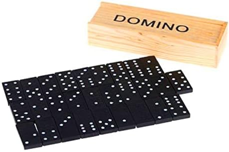 Kisangel 2 Sets Black Wooden Dominoes with Storage Box, Kids Educational Toys for Creativity, Table Game