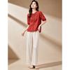 D.F.DEAR Women's New Chinese Style Embroidered Half-Sleeve Top