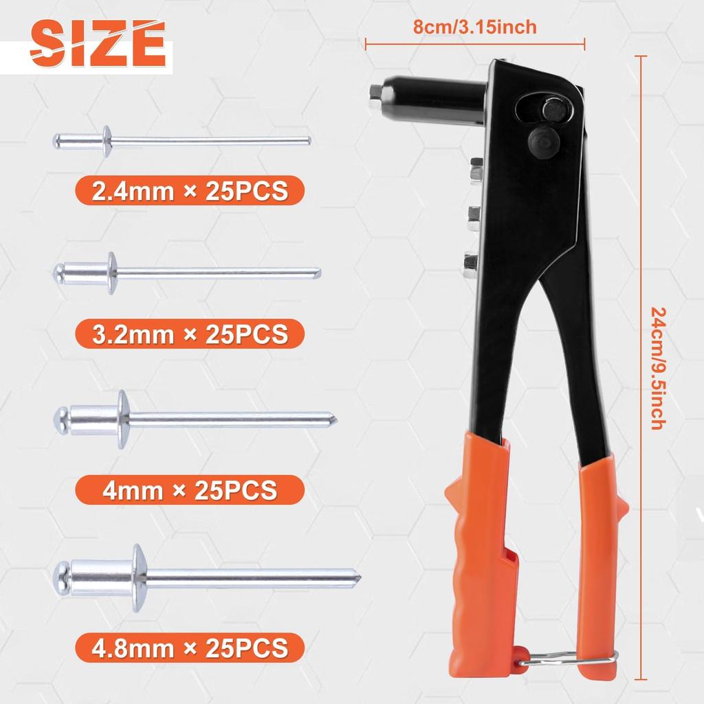 GOLD DEER Handnietzange Handniet 100 4 Austauschbare Nietzange Nietmutter Handblindnietwerkzeug Blindniet Nietmutter Popniet Entfernung für Zuhause