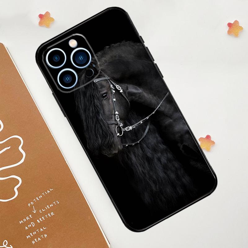 Beautiful Black Horse Phone Case For iPhone 17 Pro Max 14 13 12 11 15 16 Pro Max mini 15 Plus 16e 17 Air Funda