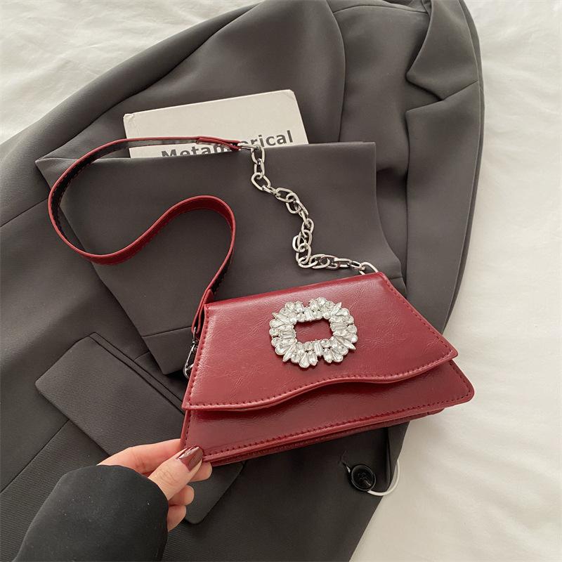 This year's popular fashion diamond-encrusted handheld small square bag for women's 2025 spring new light luxury foreign style shoulder bag messenger