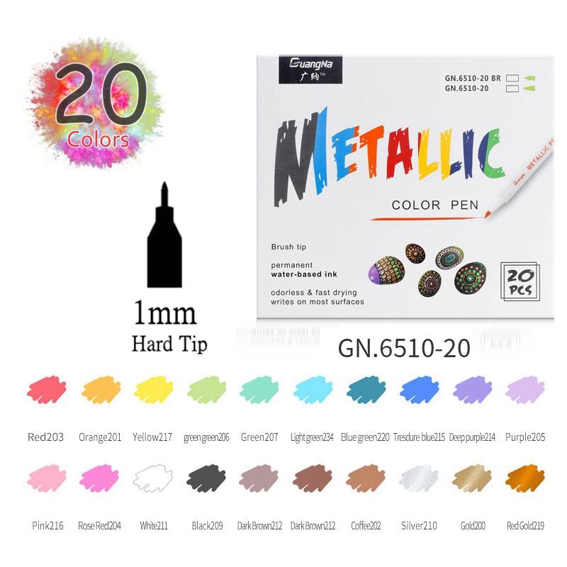 GuangNa 10/30 Colors Metallic Markers Fine Point Metallic Marker Calligraphy Brush Pens for Scrapbooking Crafts Art Rock Egg